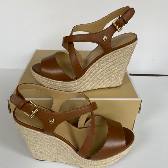 MICHAEL KORS Martyna Brown Leather Wedge size 9.5 - Picture 10 of 13